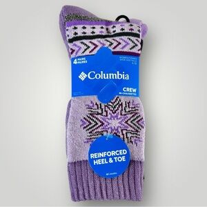 COLUMBIA Womens Socks Crew Boot Outdoor Warm Cushioned 4 Pair Shoe Size 4-10
